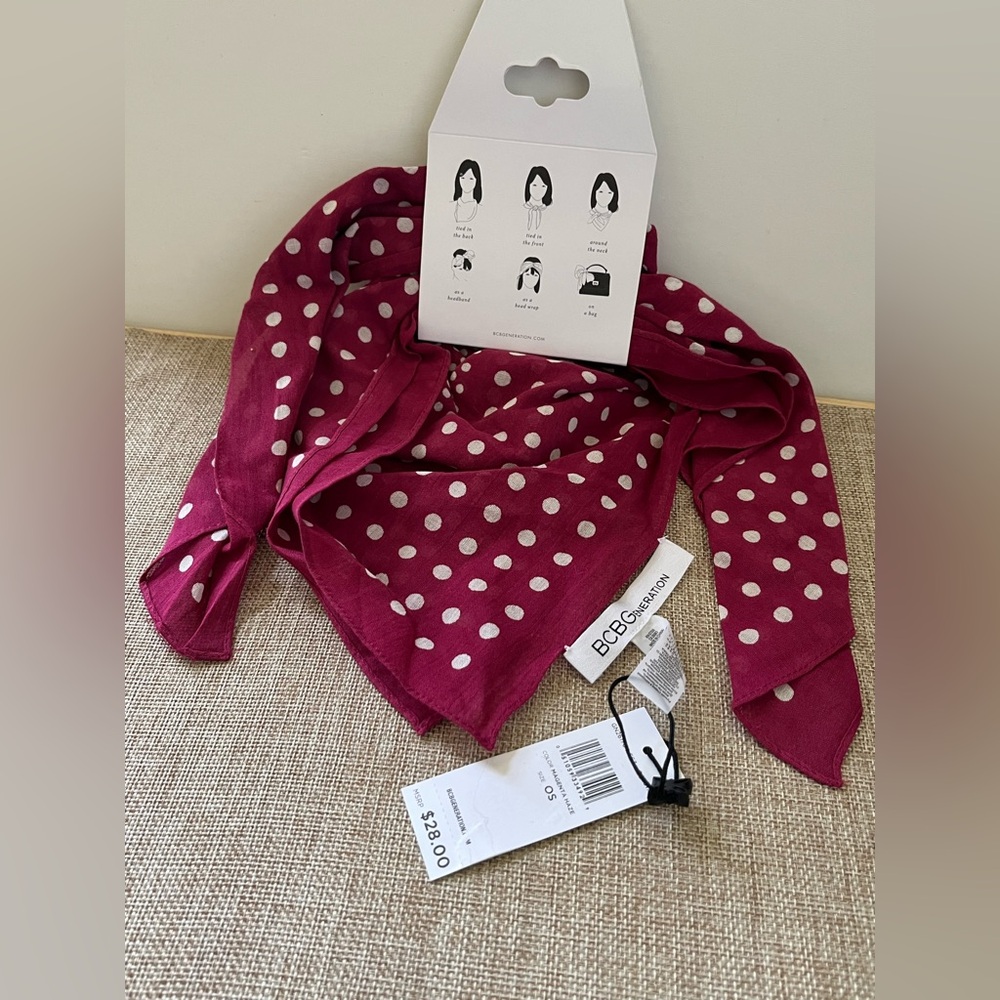 BCBGeneration Maroon and White Dot Scarf - Picture 4 of 5